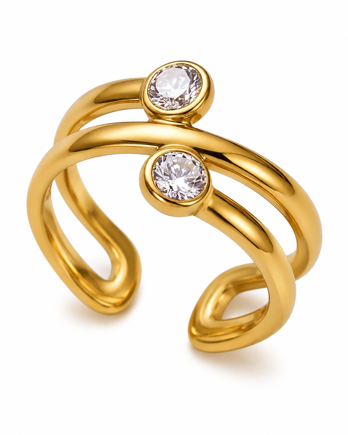 Twin Crystal Aurelia Sculptural Ring Series