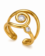 Spiral Crystal Aurelia Sculptural Ring Series