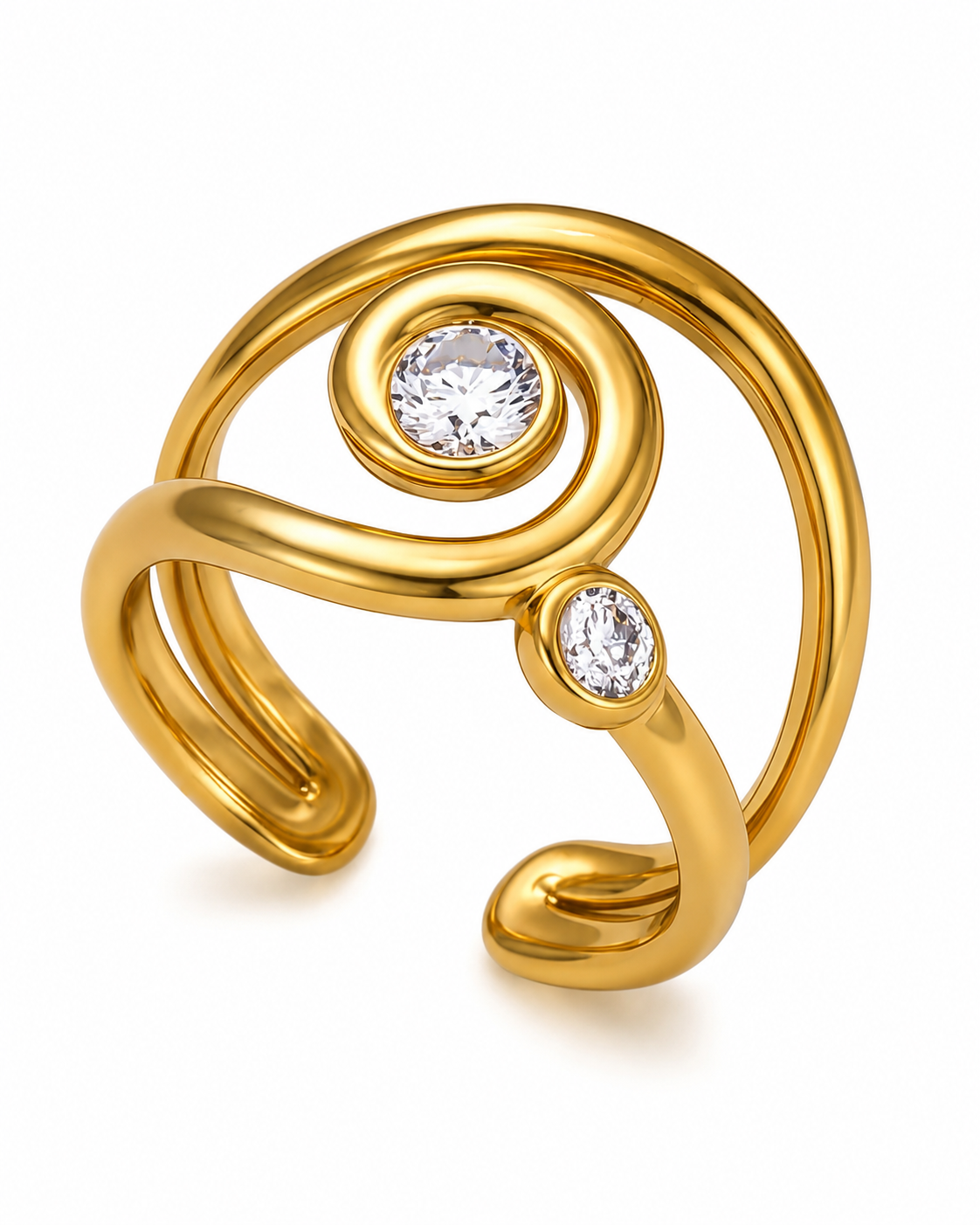 Spiral Crystal Aurelia Sculptural Ring Series