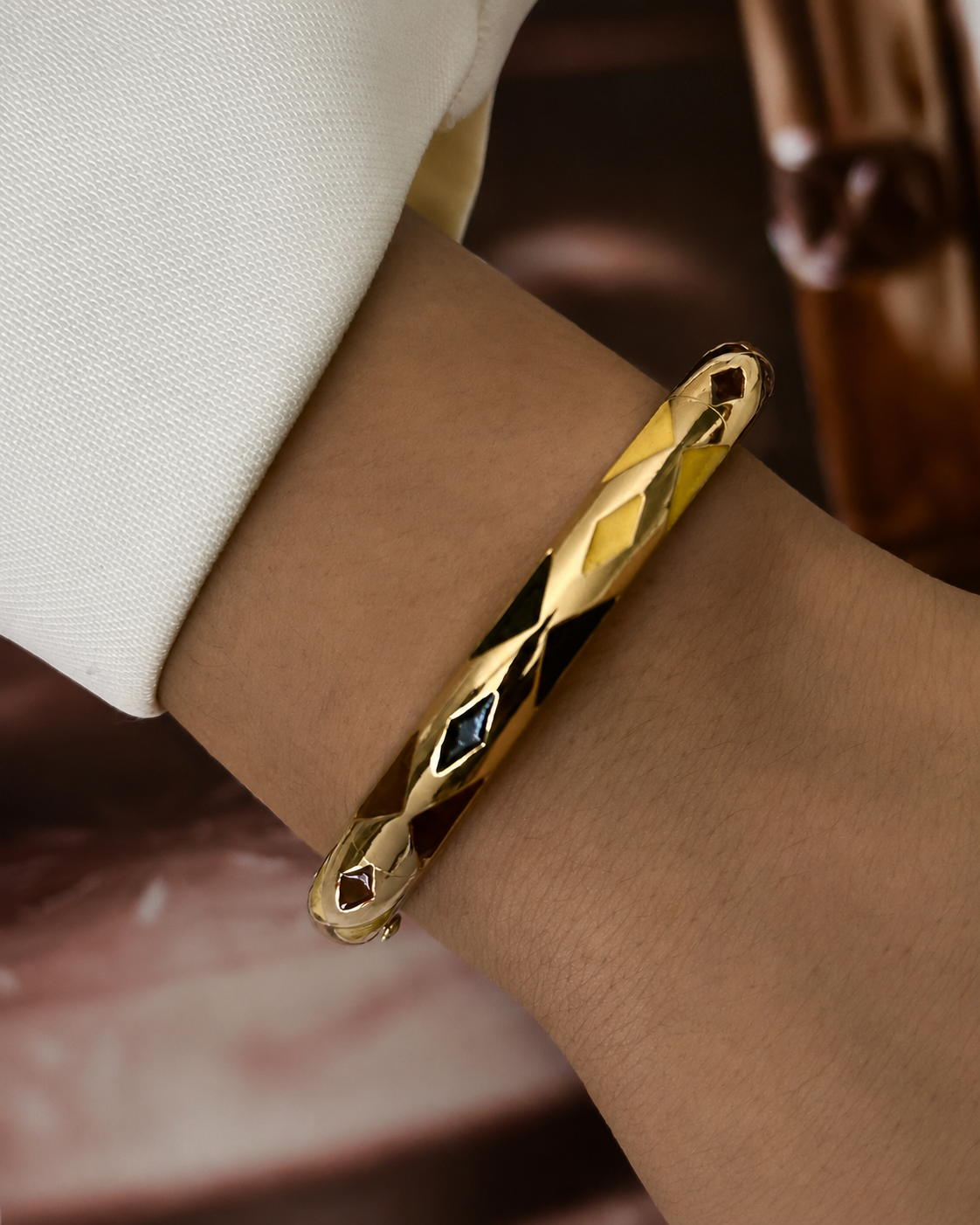 Polished Twist Aurielle Bangle Series with alloy finish: gold-tone plating