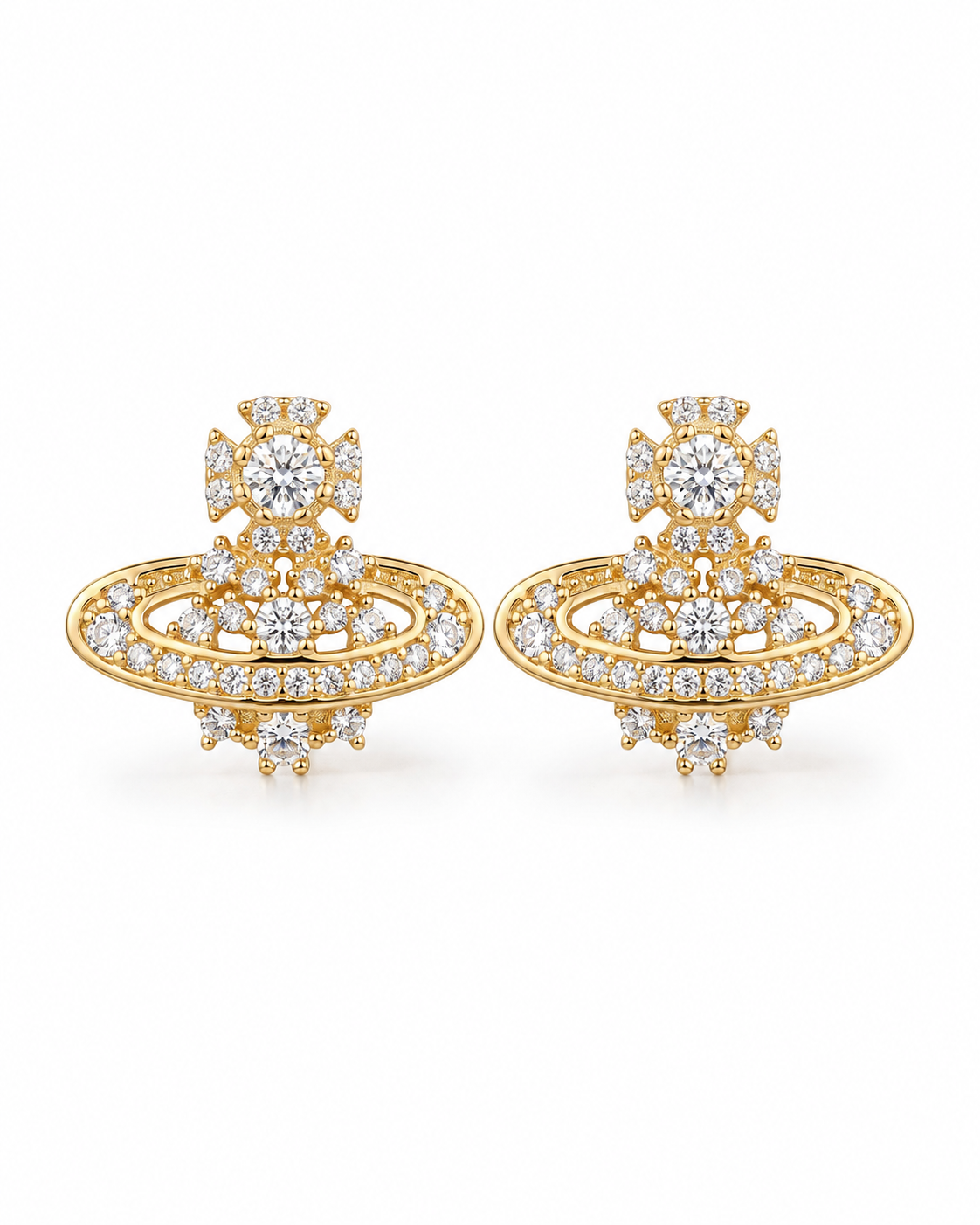 Gold Celestia Orbit Stud Earrings
