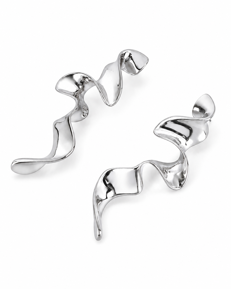 Dual-Tone Sculptural Drop Earrings