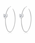 Silver Amora Heart Hoop Earrings