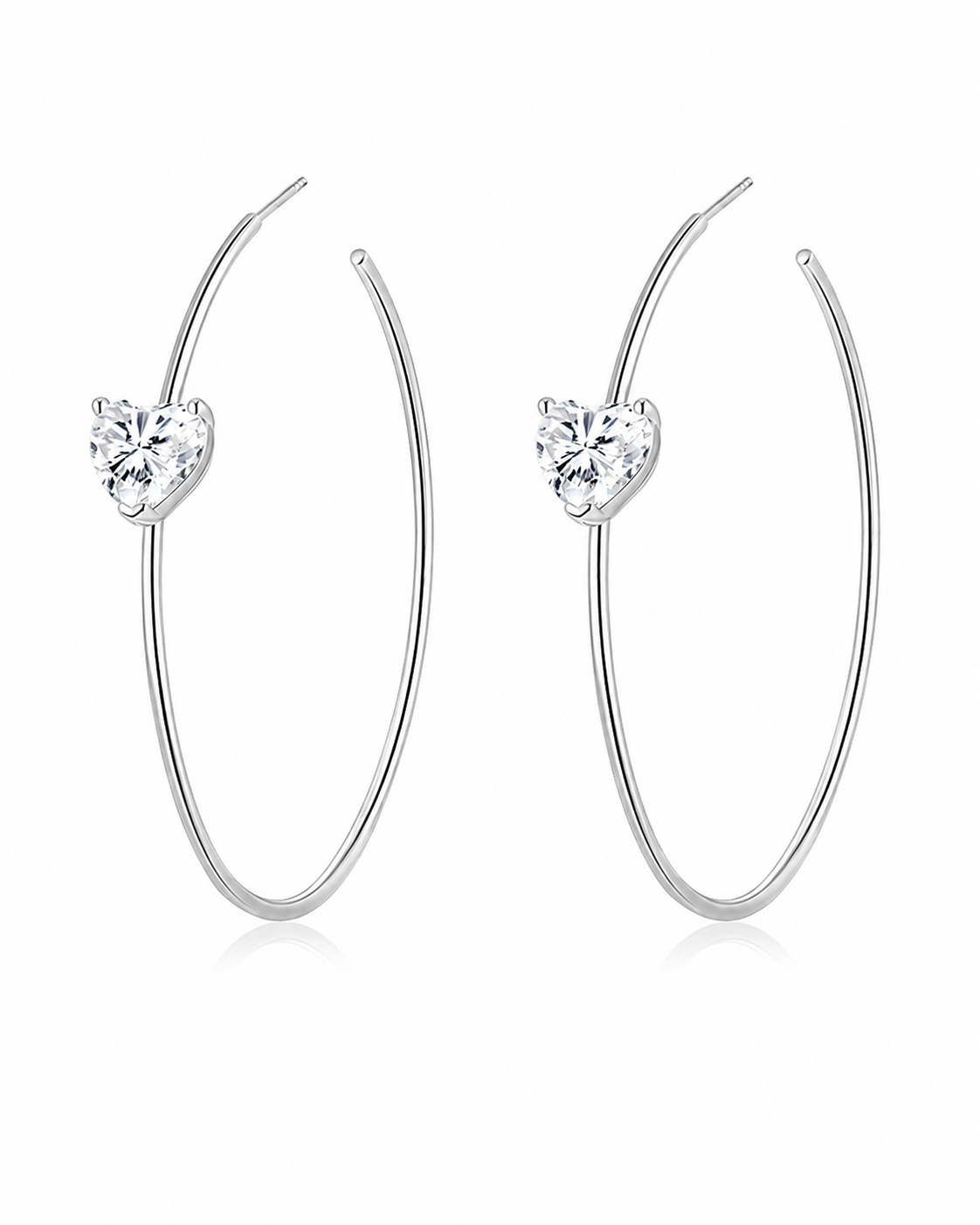 Silver Amora Heart Hoop Earrings