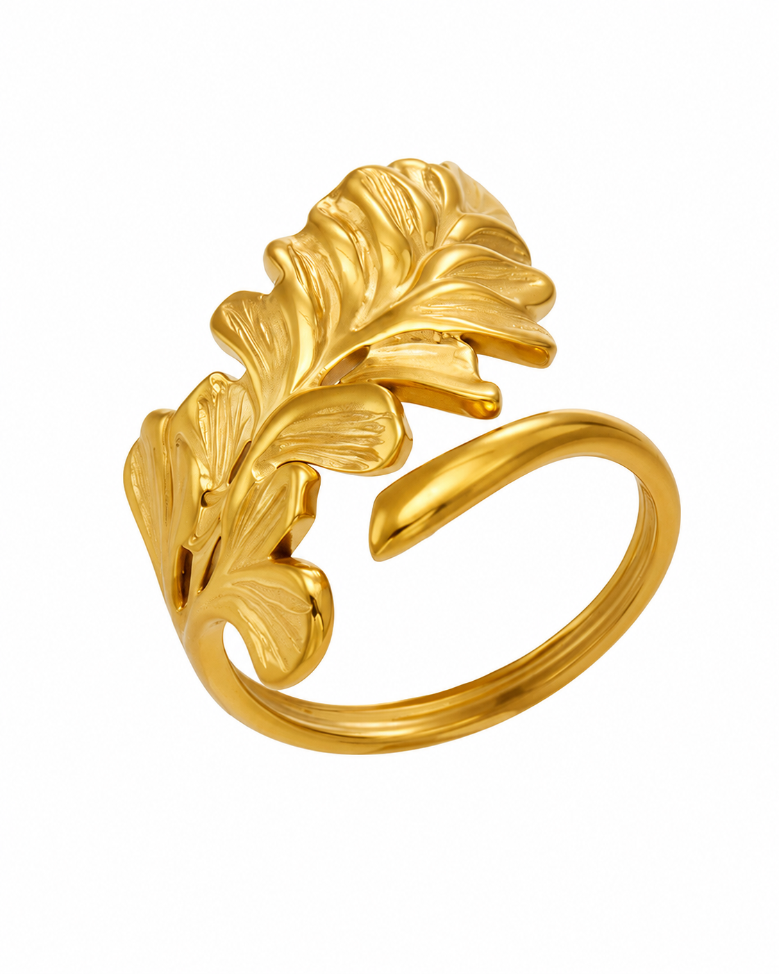Gilded Leaf / Gold Sculptural Open Ring Series