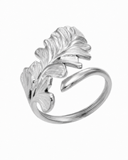 Gilded Leaf / Silver Sculptural Open Ring Series