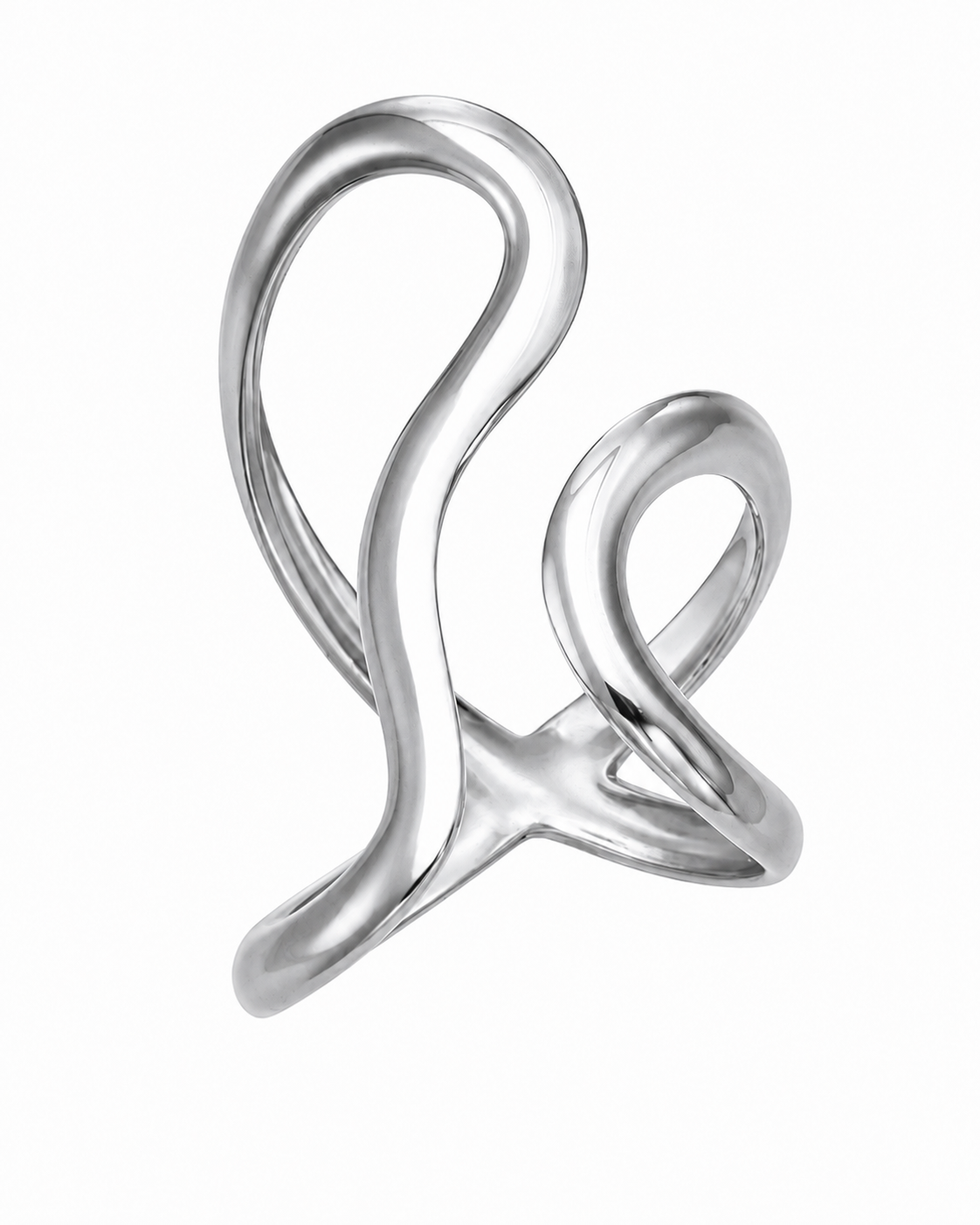 Abstract Loop / Silver Sculptural Open Ring Series