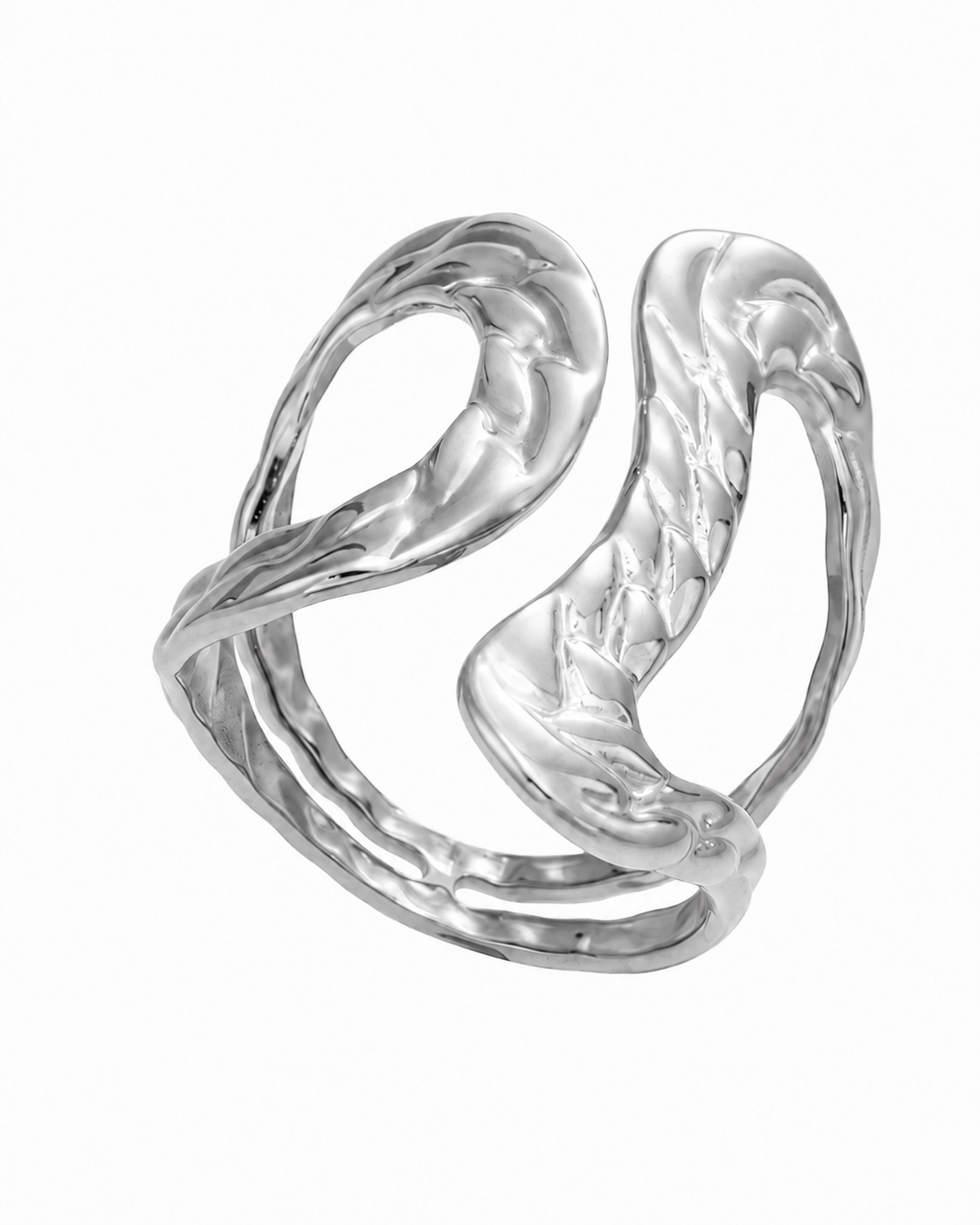 Molten Twist / Silver Sculptural Open Ring Series