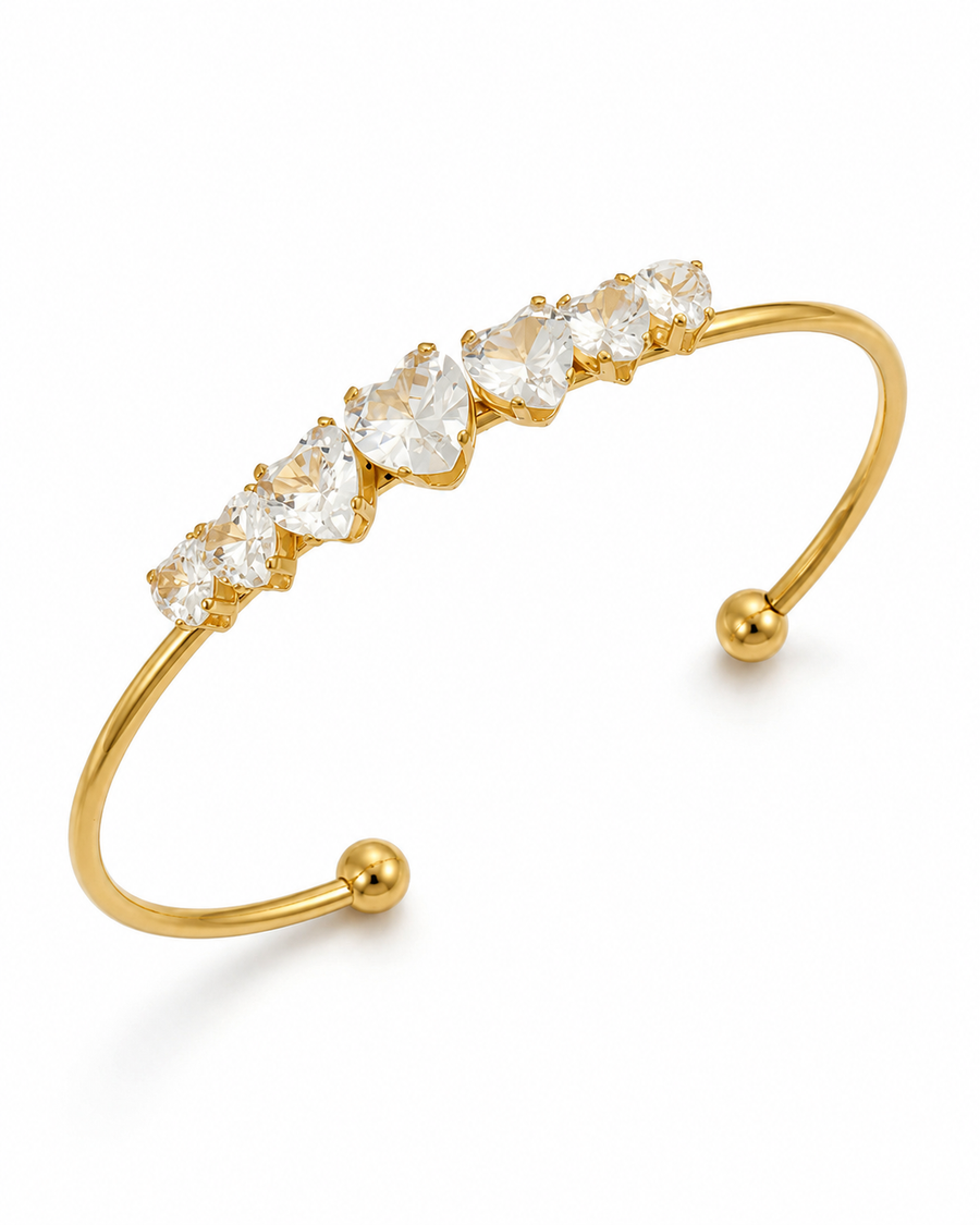 Heart Crystal Cuff Bracelet