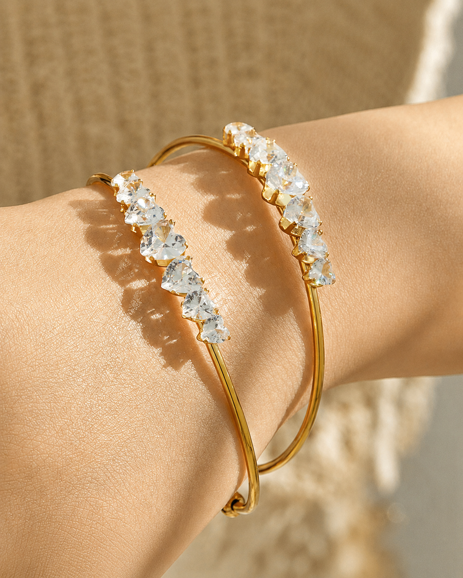 Heart Crystal Cuff Bracelet