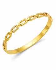 Pavé Link / Gold Crystal Bangle Series