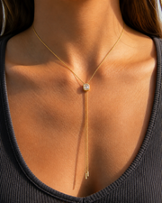Crystal Lariat Slider Necklace with approx alternate view