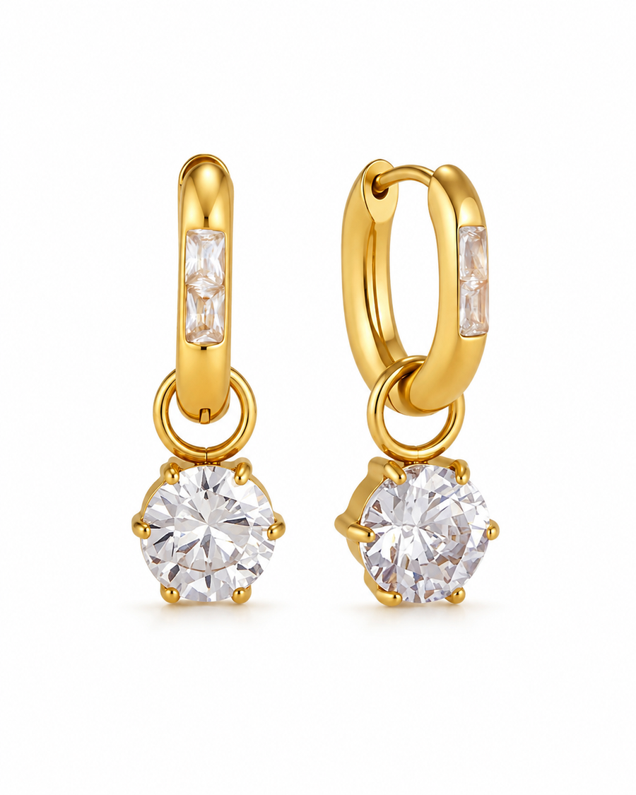 Crystal Drop Hoop Earrings