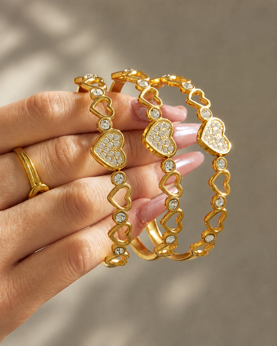Crystal Heart Bangle