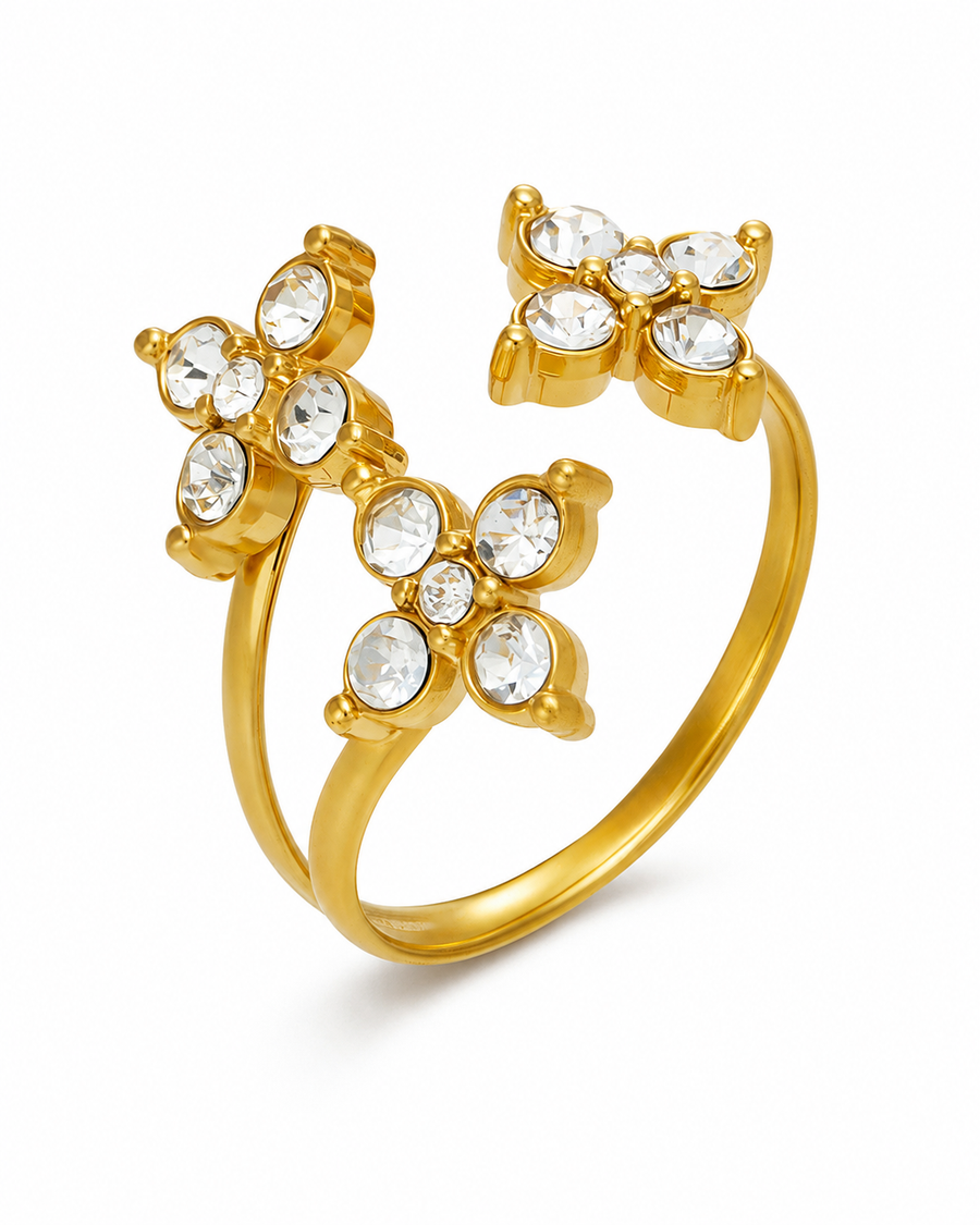 Trio Bloom Crystal Ring