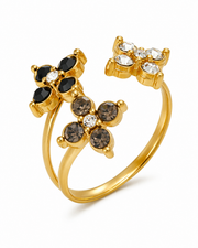 Noir Mix Trio Bloom Crystal Ring