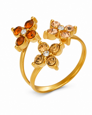 Champagne Trio Bloom Crystal Ring