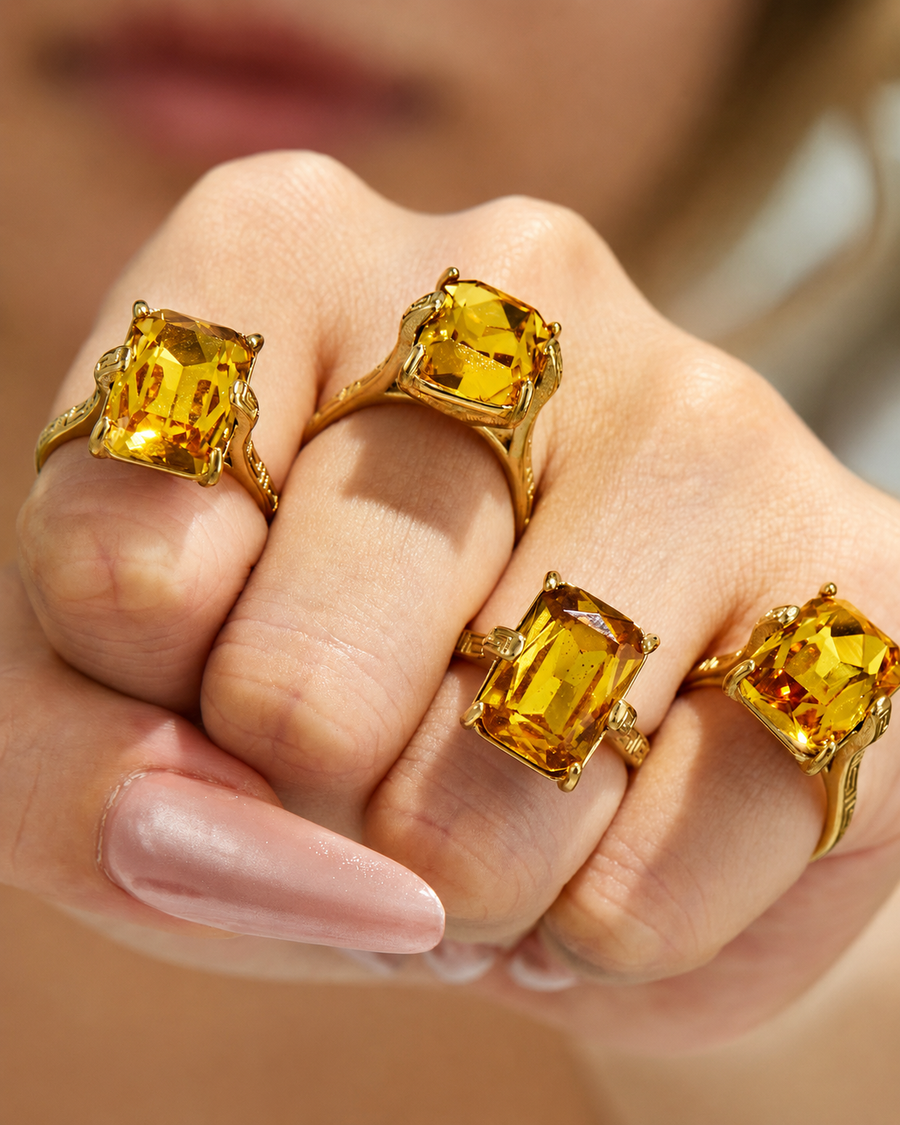 Solara Golden Crystal Ring
