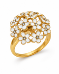 White Blossom Cluster Golden Bloom Ring Series