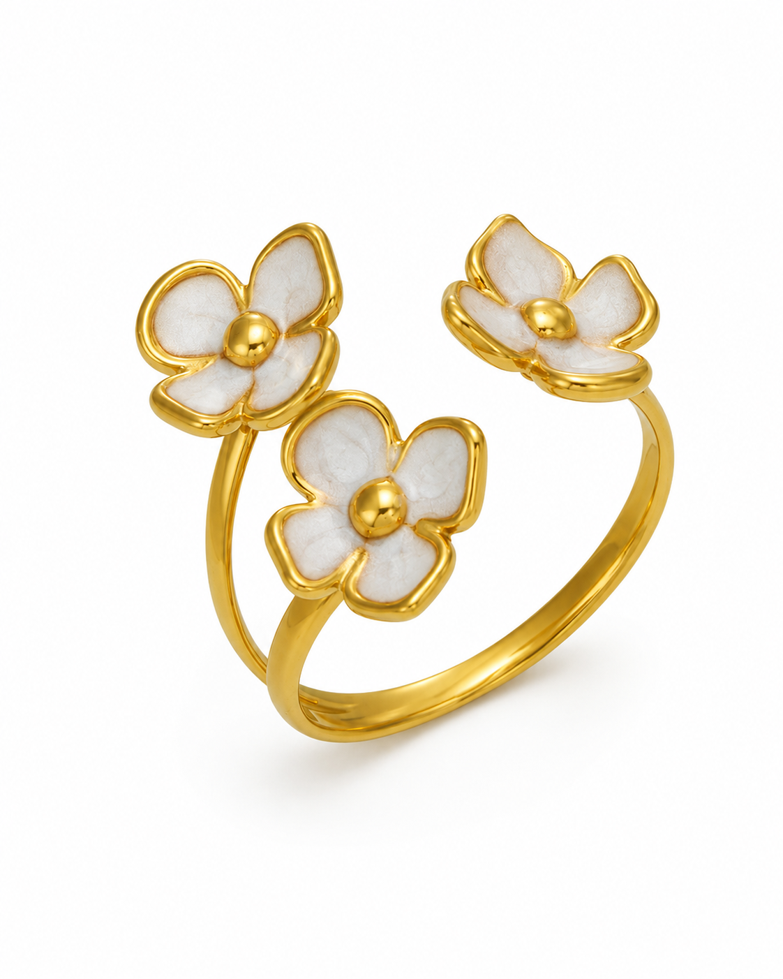 Ivory Triple Bloom Golden Bloom Ring Series
