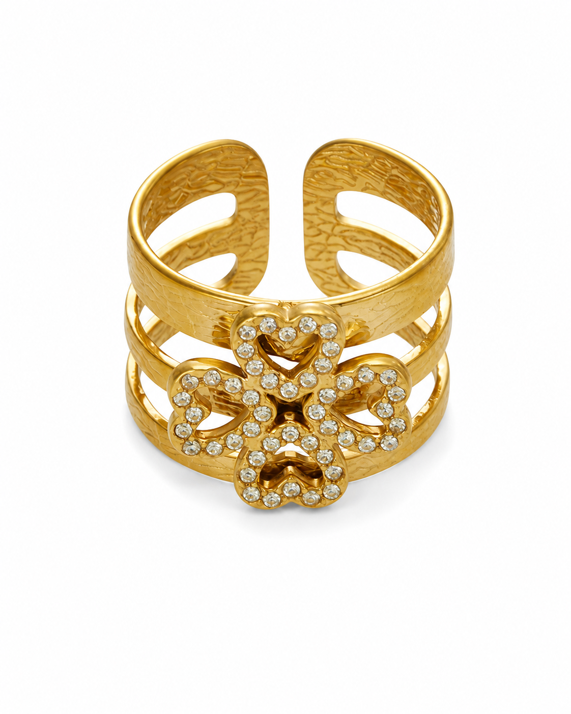Crystal Clover / Gold Crystal Charm Ring Series