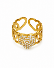 Crystal Heart / Gold Crystal Charm Ring Series