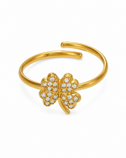Lucky Clover / Gold Crystal Charm Ring Series