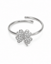 Lucky Clover / Silver Crystal Charm Ring Series