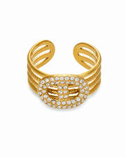Crystal Buckle / Gold Crystal Charm Ring Series