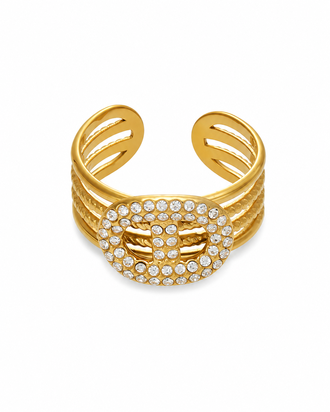 Crystal Buckle / Gold Crystal Charm Ring Series