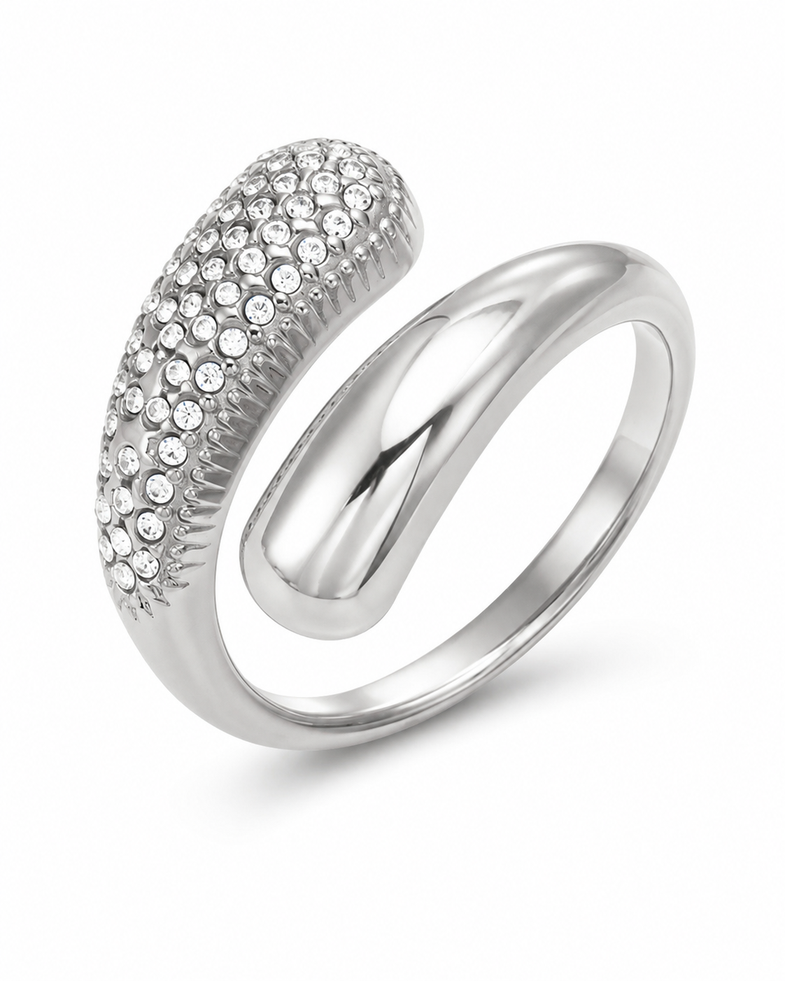 Silver Aurelia Pavé Wrap Ring with crystal pavé