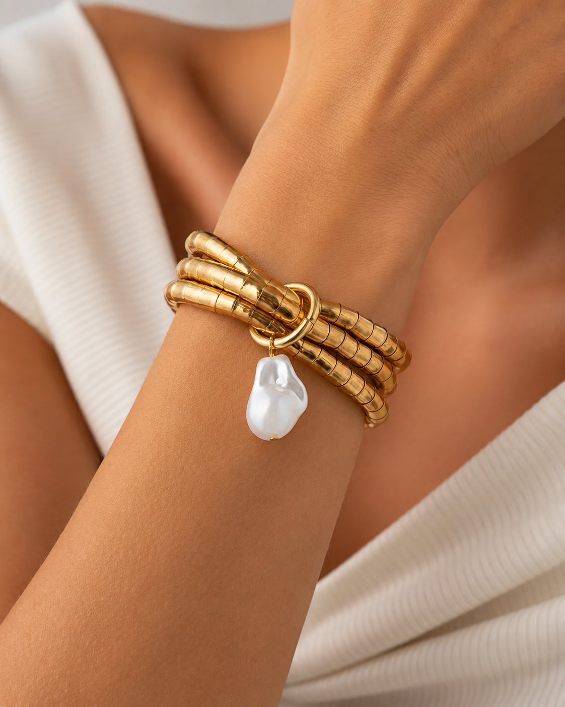 Baroque Pearl Coil Bracelet