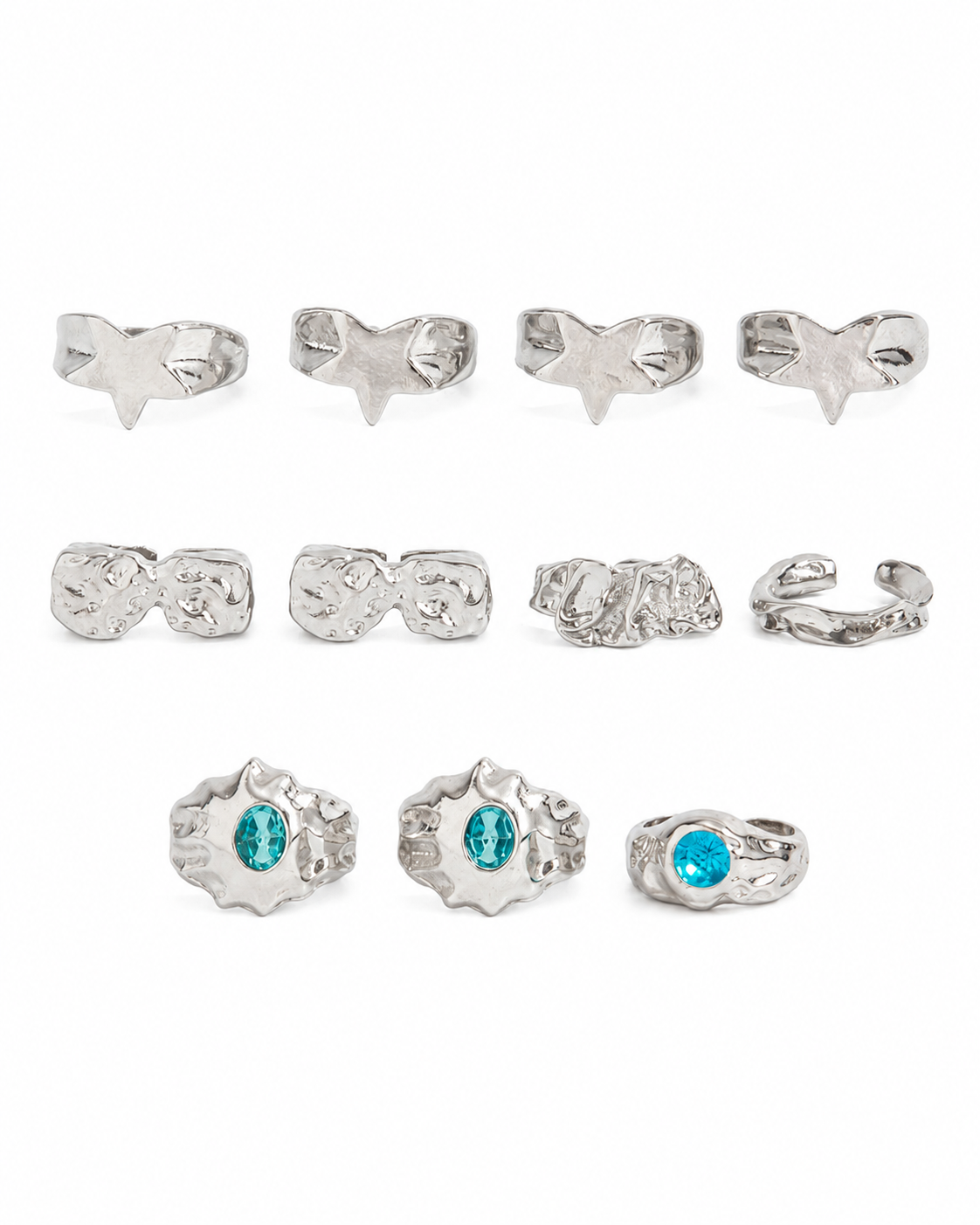 Blue Tide 11-Piece Ring Set