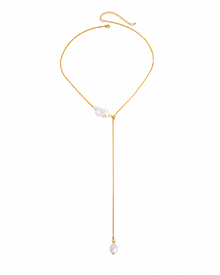 Elara Pearl Lariat Necklace