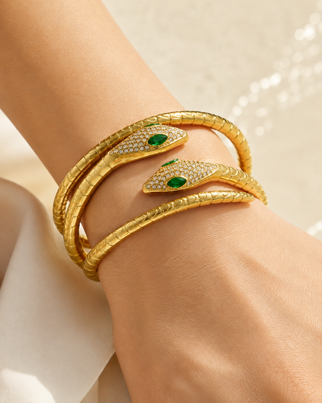 Serpentine Crystal Eye Bangle