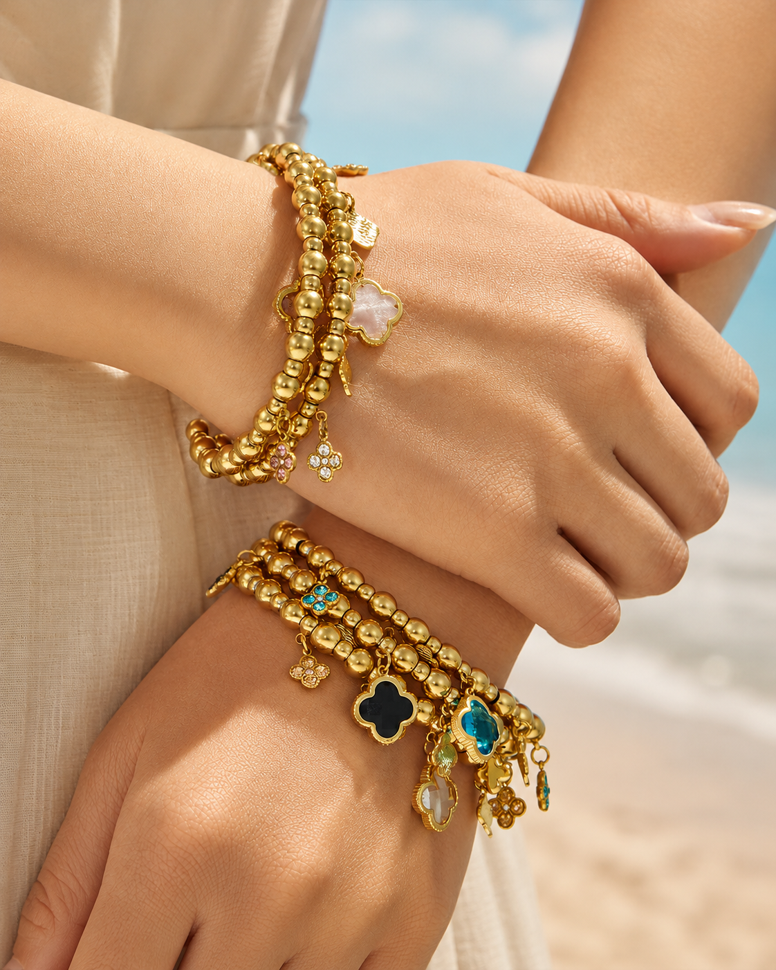 Clover Charm Beaded Bracelet