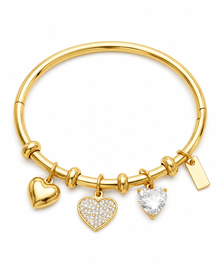 Triple Heart Charm Bangle