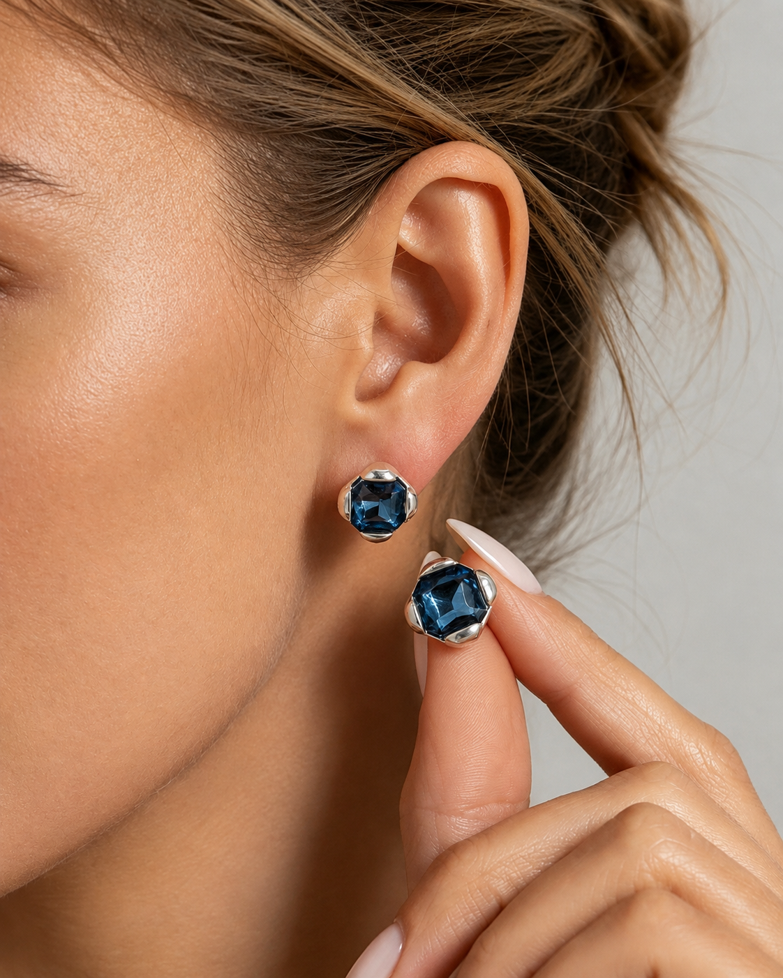 Azure Zircon Stud Earrings