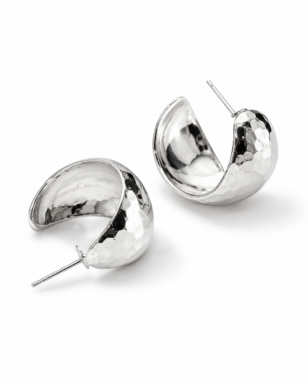 Hammered C-Hoop Earrings