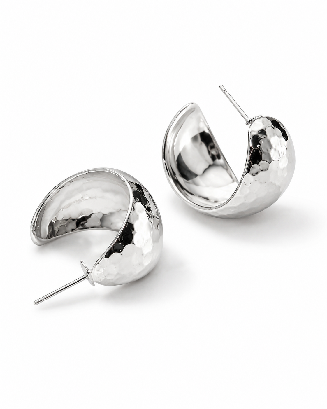 Hammered C-Hoop Earrings