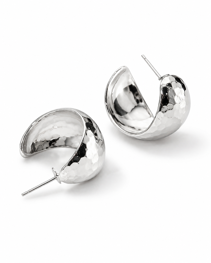 Hammered C-Hoop Earrings alternate view 1