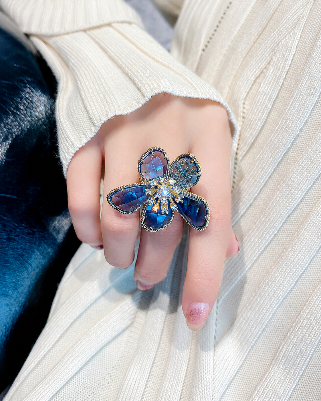 Crystal Bloom Statement Ring