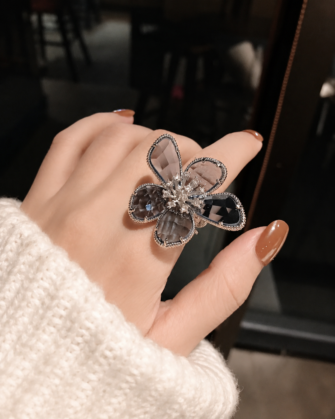 Crystal Bloom Statement Ring