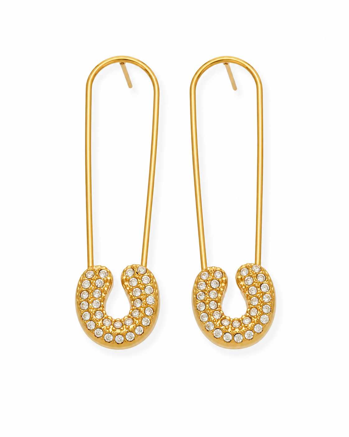 Crystal Safety Pin Earrings
