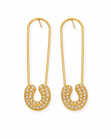 Crystal Safety Pin Earrings