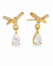 Crystal Bow Drop Earrings