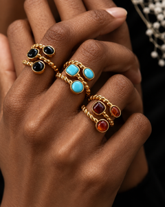 Solenne Stone Twist Ring Series