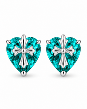 Product view of Aqua Heart Emblem Studs by Zodiglow
