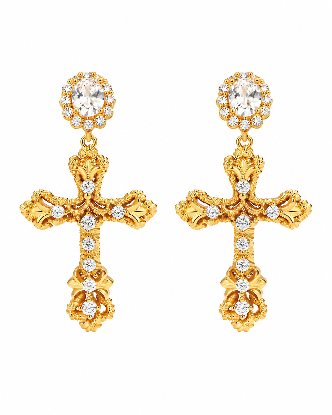 Celestia Crystal Cross Earrings