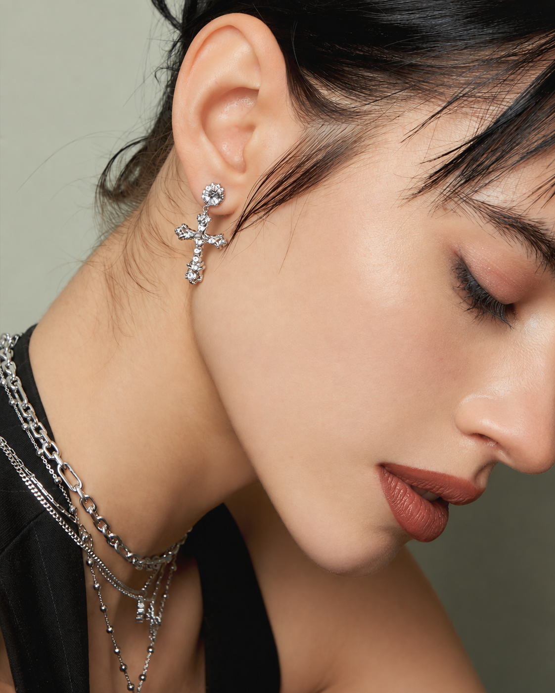 Celestia Crystal Cross Earrings